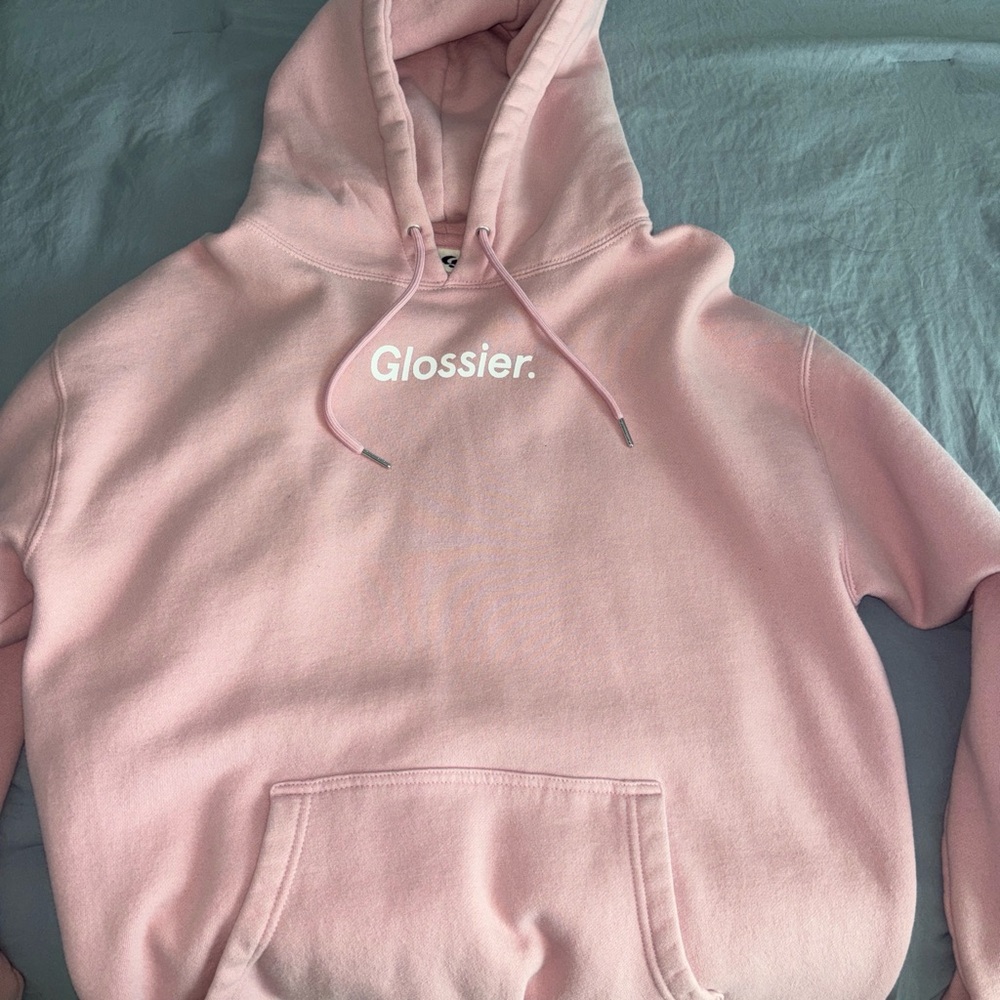 Glossier Soft Pink Logo Hoodie Sweatshirt - Women